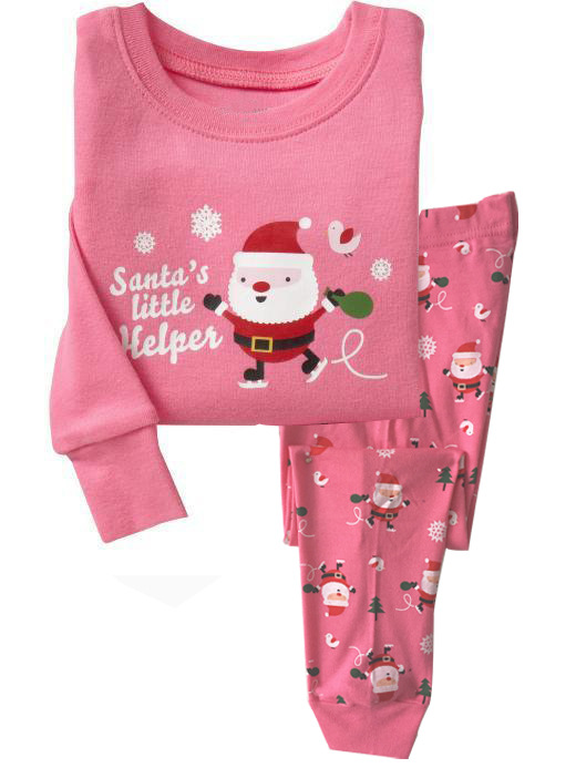 100% Cotton Home Service Bottoming Suit Children's Christmas Pajamas 3-8T on sale