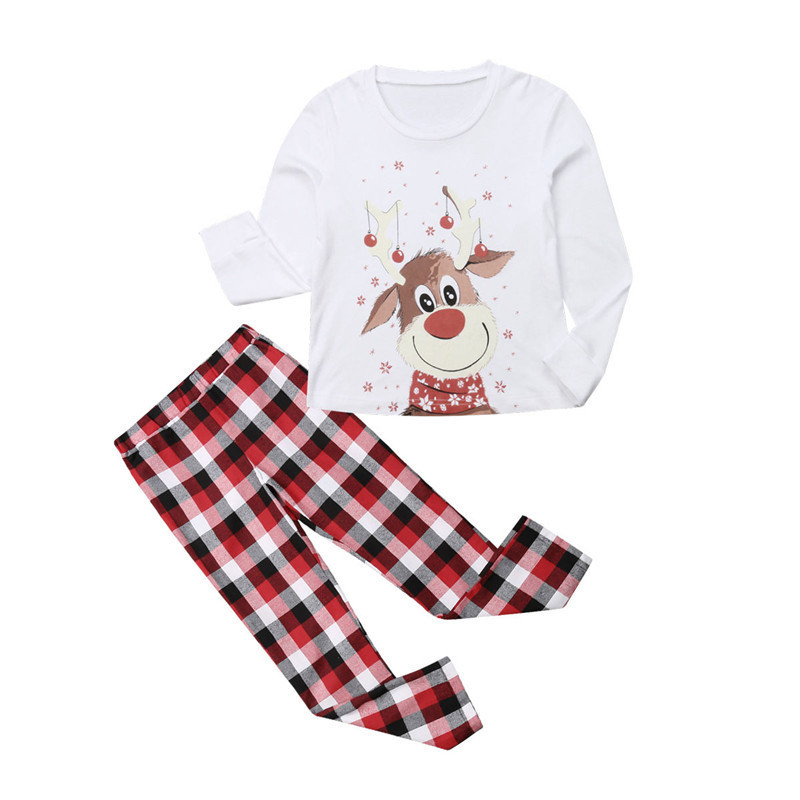 New Christmas Elk Print Parent-child Long-sleeved Pajamas Set Home Service on sale