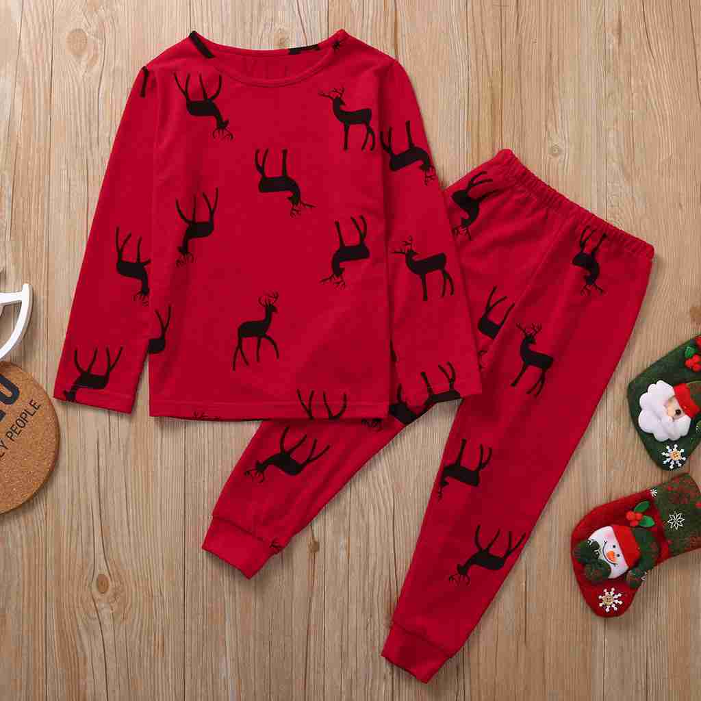 New European and American Christmas coating parent-child home service pajamas set on sale