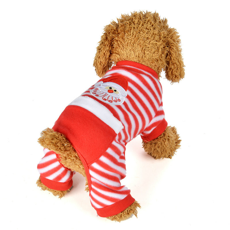 Pet Clothes Christmas Day Dress Four-Piece Striped Christmas Pajamas on sale