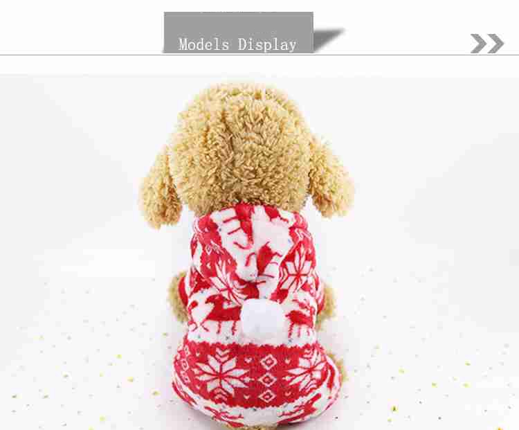 New Christmas Red Elk Festive Warm Universal Plus Velvet Flannel Pet Pajamas on sale
