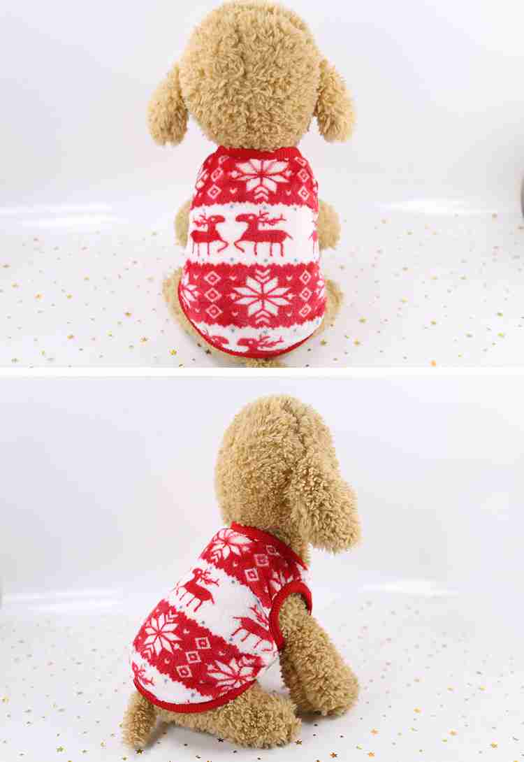 New Christmas Red Elk Festive Warm Universal Plus Velvet Flannel Pet Pajamas on sale