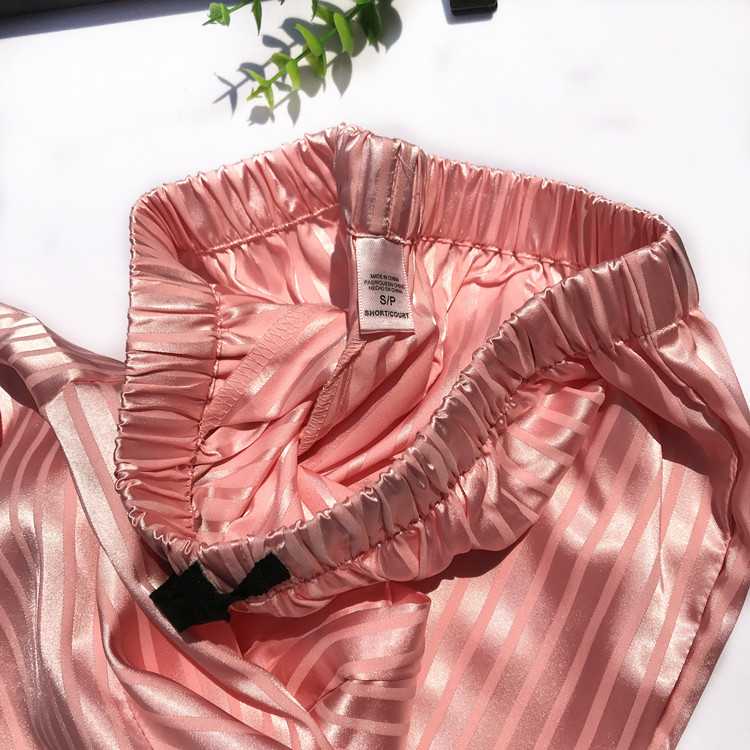 long-sleeved thin vermicelli satin silk women's pajamas set home service on sale 5