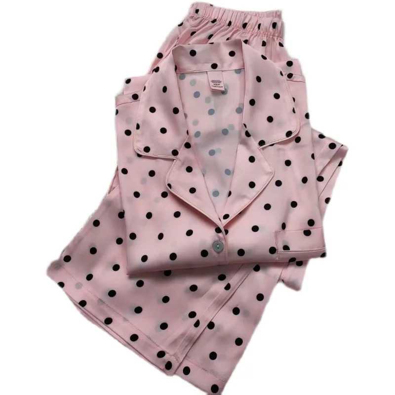 VS pink polka dot senior soft skin-friendly long-sleeved women's Nightwear on sale 7