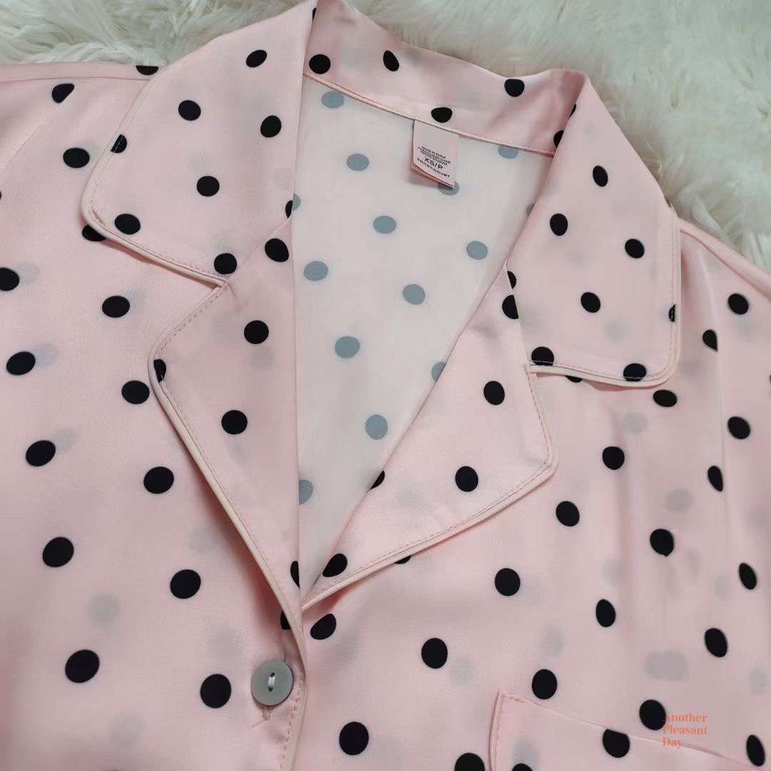 VS pink polka dot senior soft skin-friendly long-sleeved women's Nightwear on sale 12