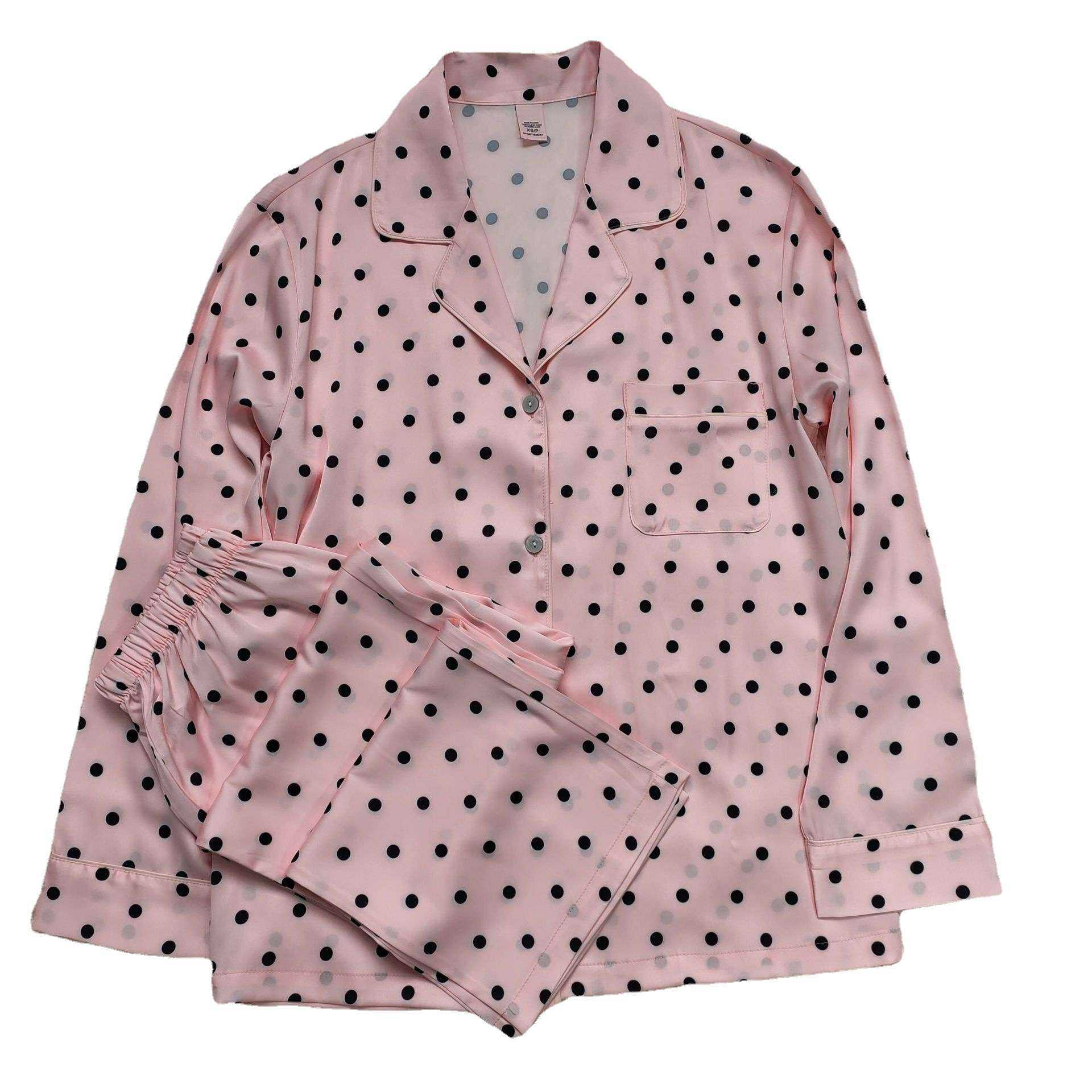 VS pink polka dot senior soft skin-friendly long-sleeved women's Nightwear on sale 2