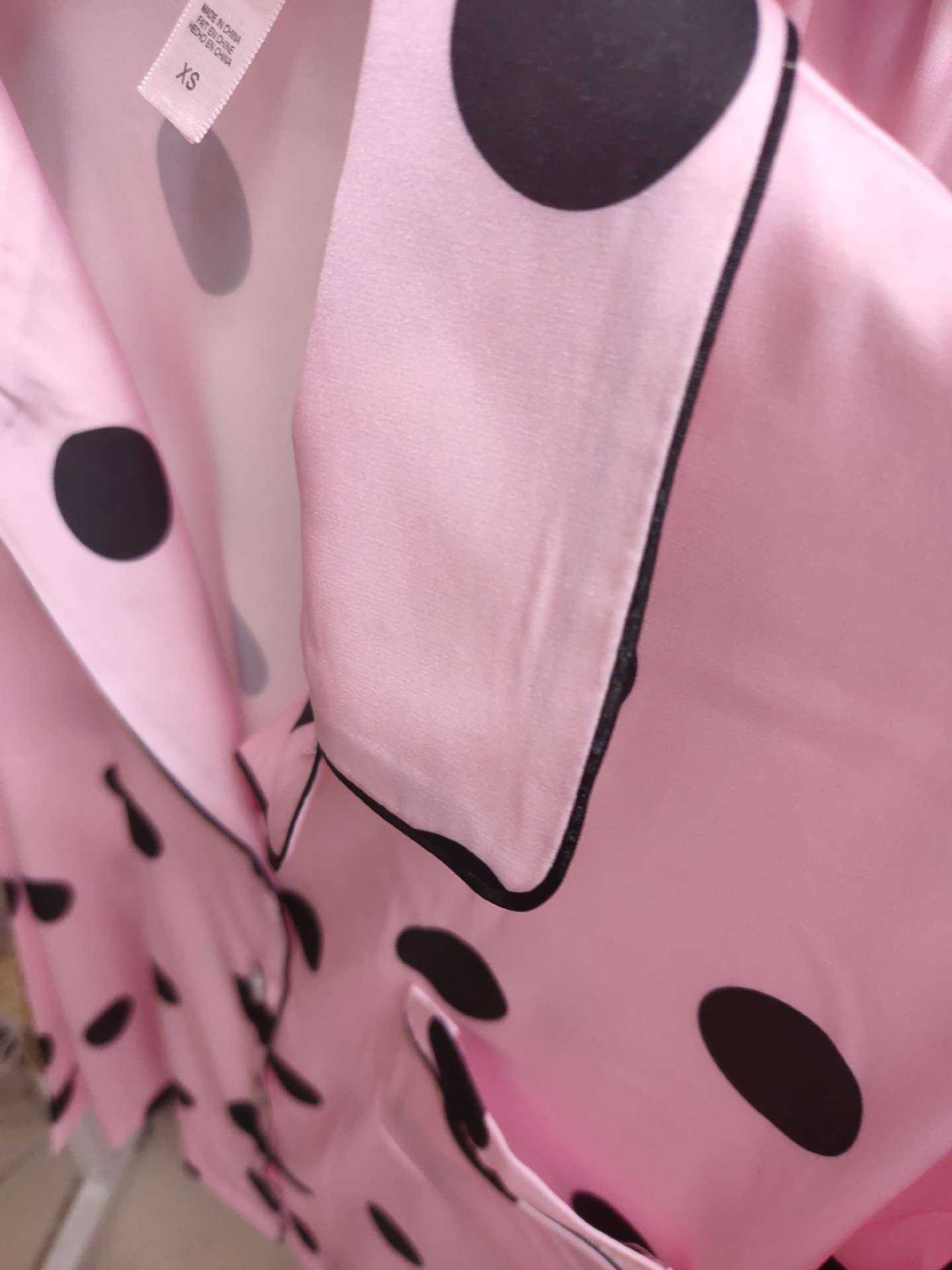 VS thin solid color polka dot printing long-sleeved trousers womens pajamas on sale 7