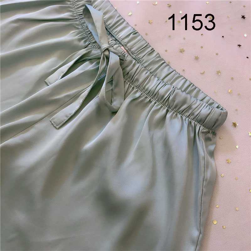 VS Ice Silk Satin Striped Short Sleeve Pants Two-Piece Women's Nightwear on sale 31