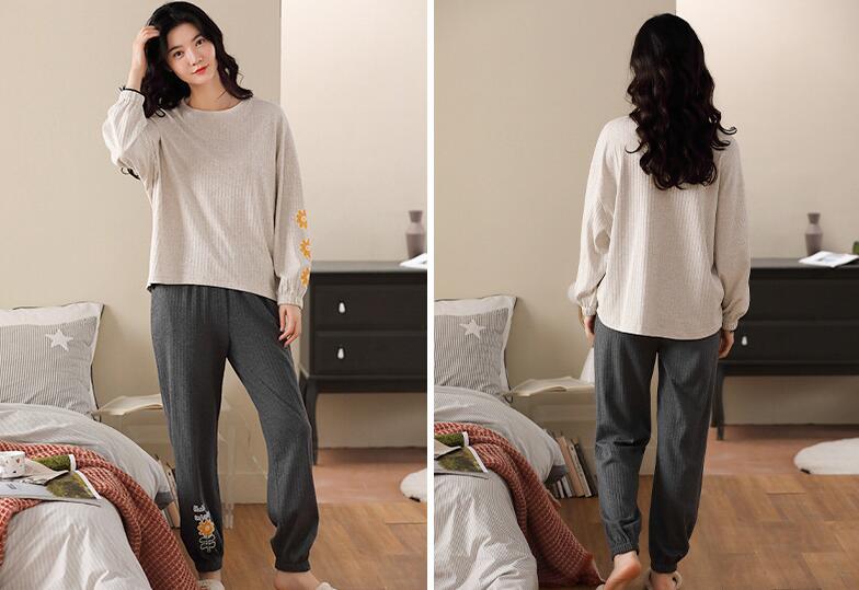  Wholesale Long Sleeve Trousers Modal Cotton Two-piece Ladies Home Wear Pajamas