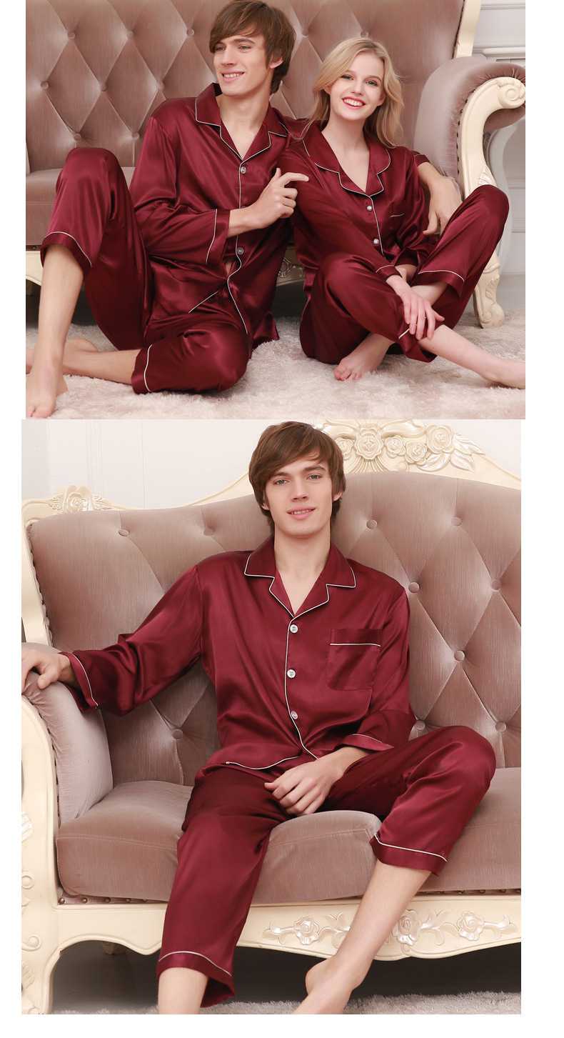 New couple pajamas ice silk long sleeve large size home service suit on sale 10