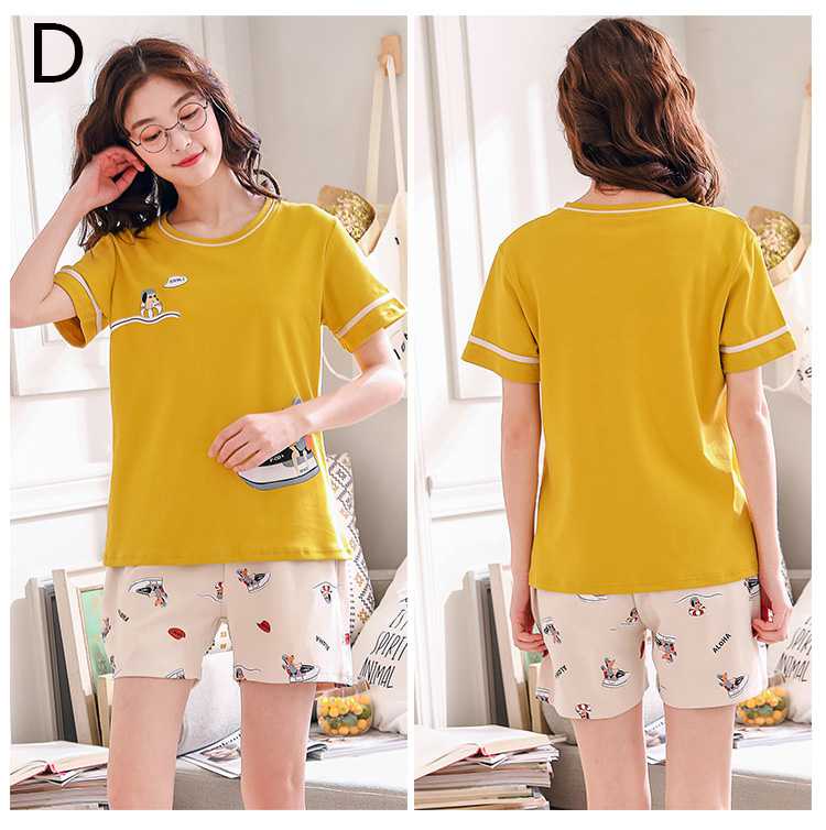 New Korean casual home service short-sleeved cotton men's and women's youth couple pajamas set on sale