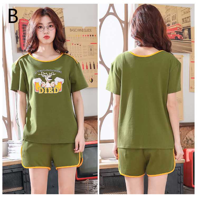 New Korean casual home service short-sleeved cotton men's and women's youth couple pajamas set on sale