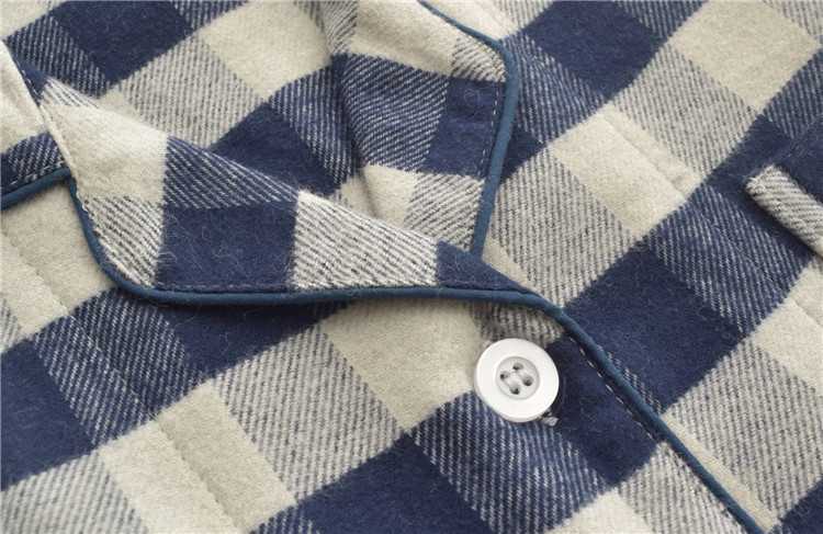 Autumn cotton brushed flannel simple plaid long-sleeved couples casual home service suit on sale 20