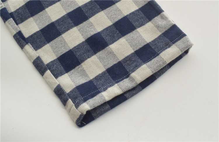 Autumn cotton brushed flannel simple plaid long-sleeved couples casual home service suit on sale 1