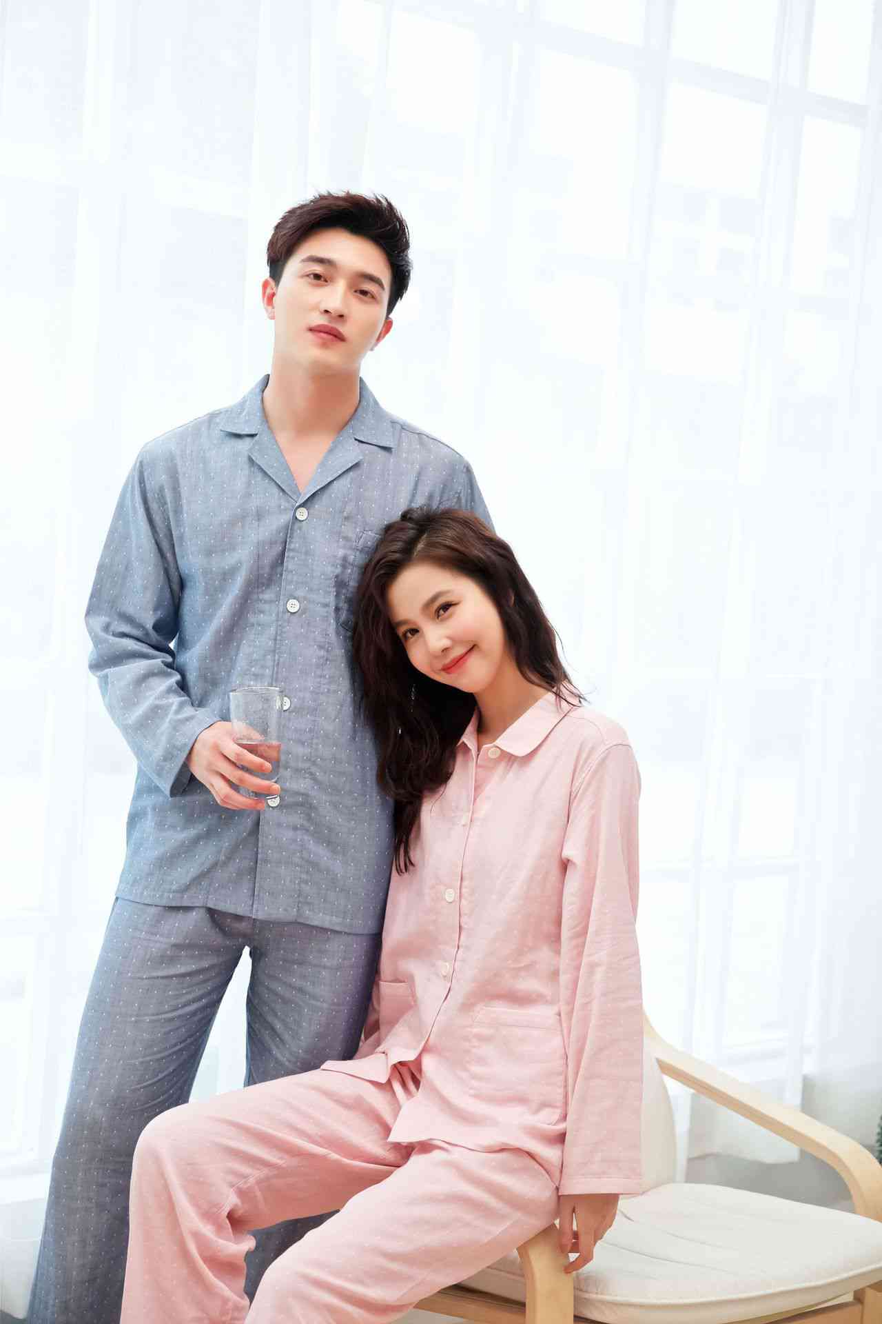 Japanese-style seamless combed cotton double-layer gauze couples pajamas on sale