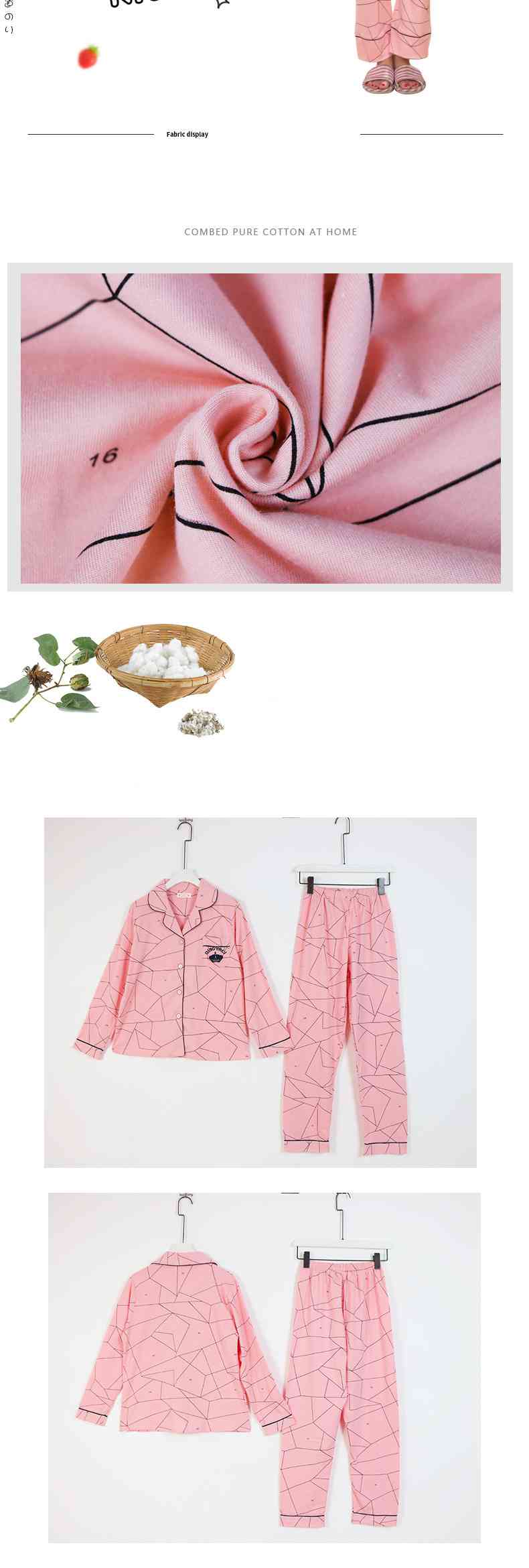 Couple pajamas cotton long-sleeved Korean cardigan thin home service suit on sale