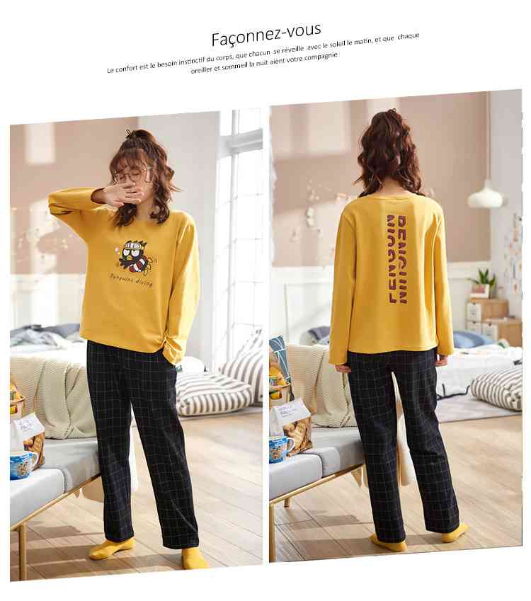 Long-sleeved cotton couple pajamas men and women hedging trend home service wholesale on sale
