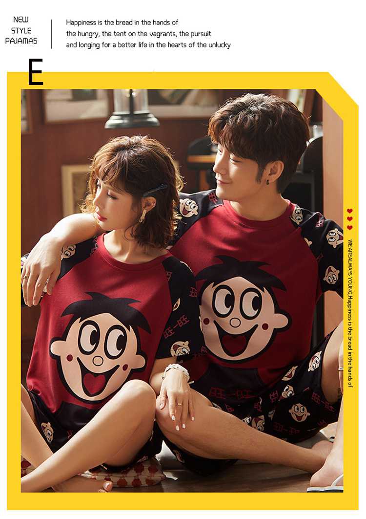 Korean Cotton Women And Mens' Long-sleeved Cartoon Sports Couple Homewear Suit on sale