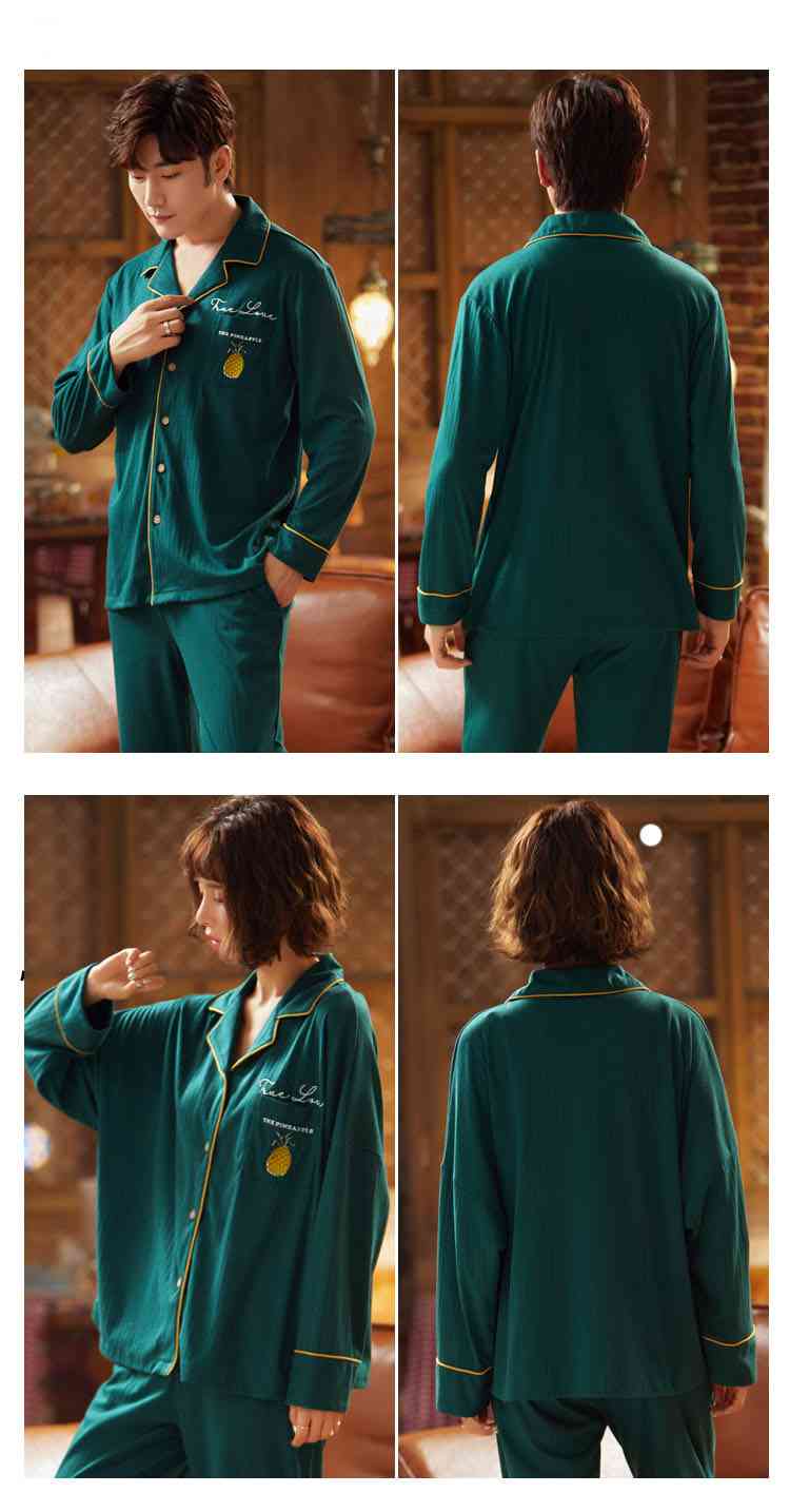 Korean cartoon cute home clothes lapel cardigan sweet mens women pajamas can be worn outside on sale 9
