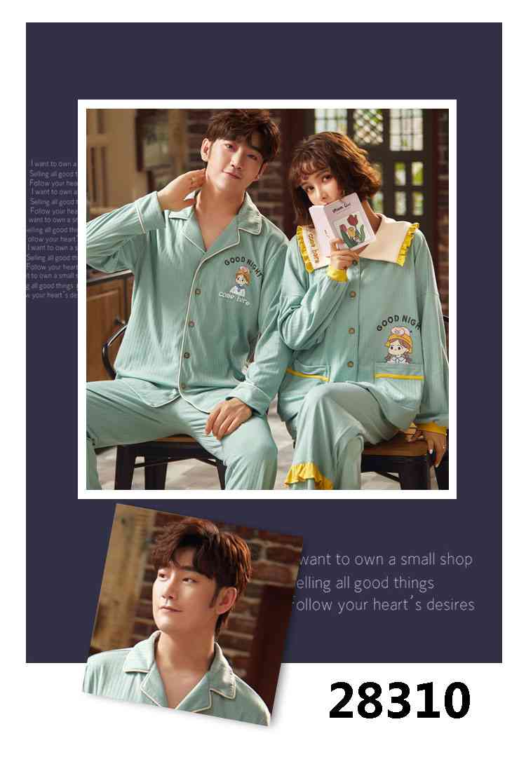 Korean cartoon cute home clothes lapel cardigan sweet mens women pajamas can be worn outside on sale 5