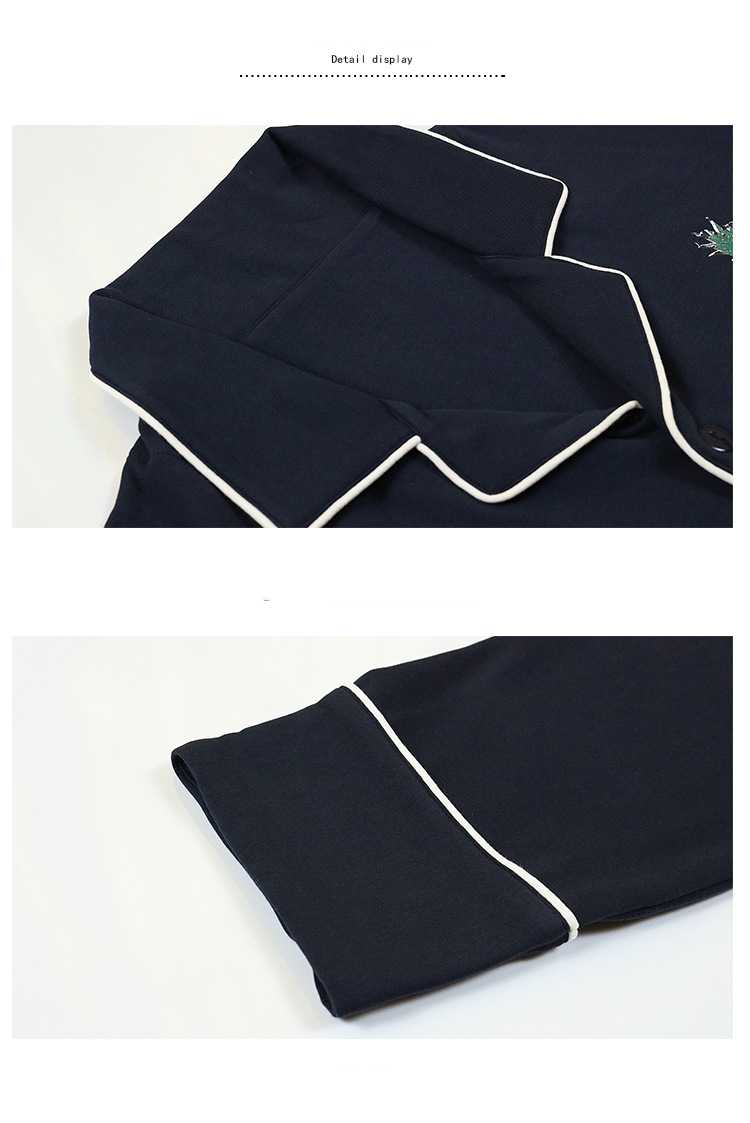 New Loose Lapel Cardigan Long Sleeve Pants Set Casual Couple Pajamas on sale