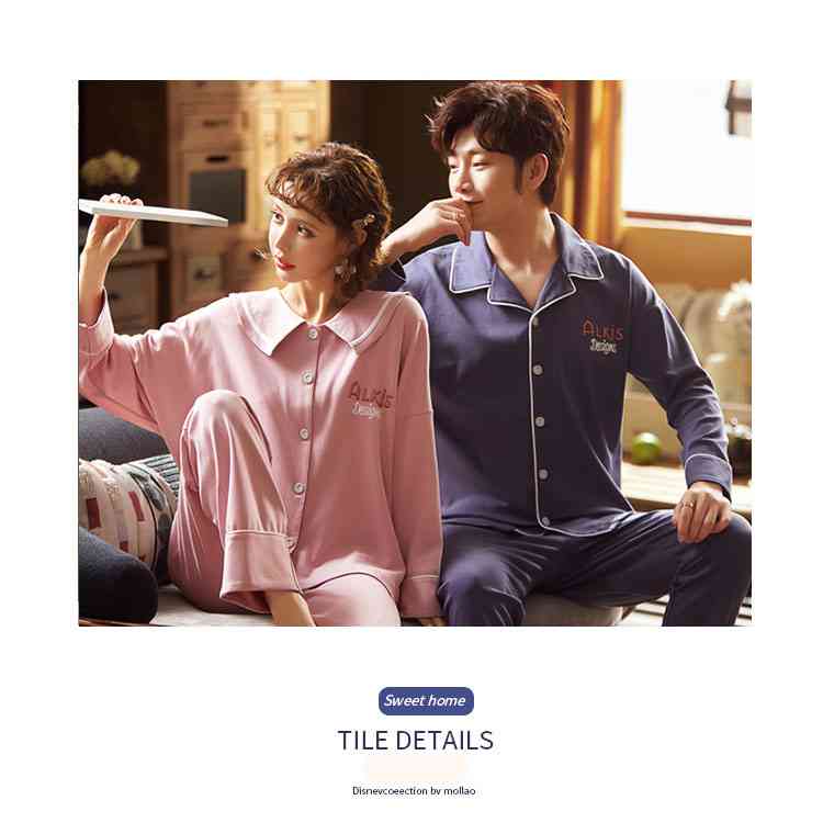 Worn outside long-sleeved spring thin version couple home clothing on sale