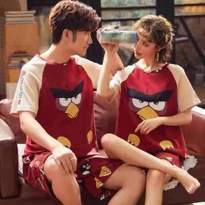 Summer Short-sleeved Korean Fashion Hedging Knitted Cotton Couple Home Clothes can be worn outside on sale 11