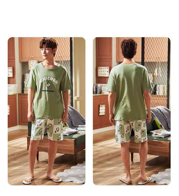 Summer Short-sleeved Korean Fashion Hedging Knitted Cotton Couple Home Clothes can be worn outside on sale 17