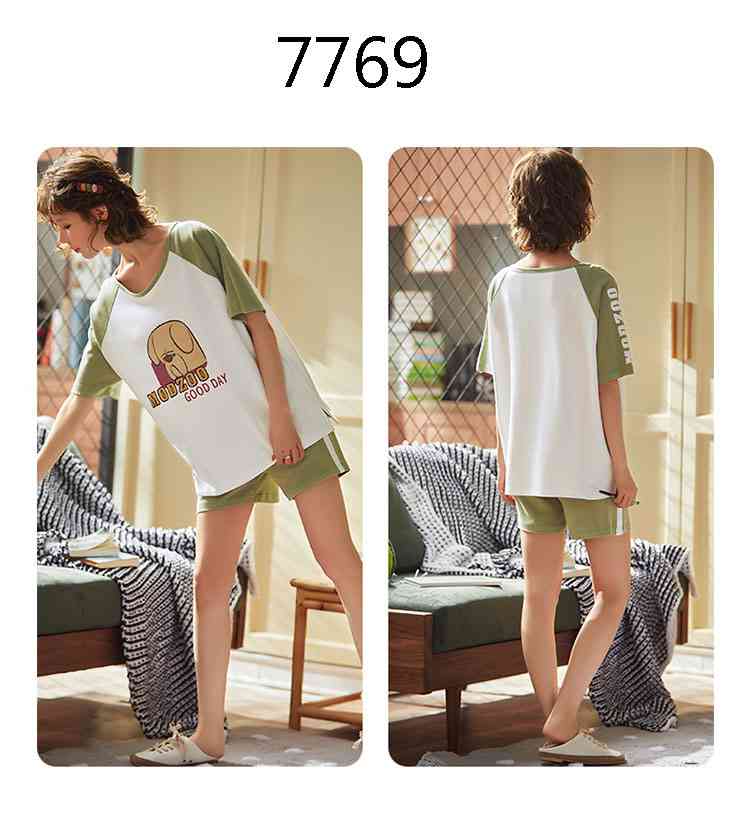 Summer Short-sleeved Korean Fashion Hedging Knitted Cotton Couple Home Clothes can be worn outside on sale 21