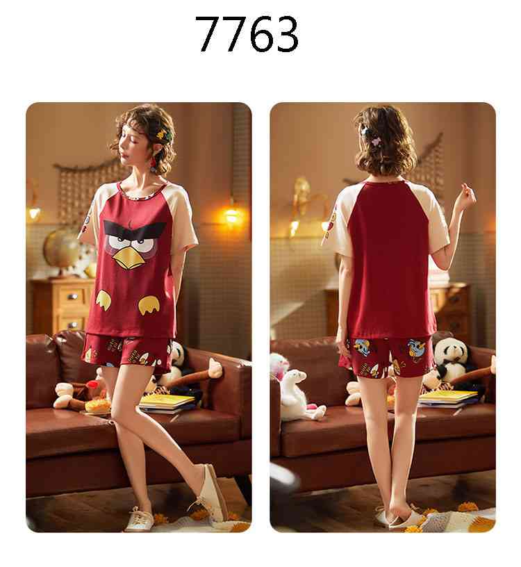 Summer Short-sleeved Korean Fashion Hedging Knitted Cotton Couple Home Clothes can be worn outside on sale 4