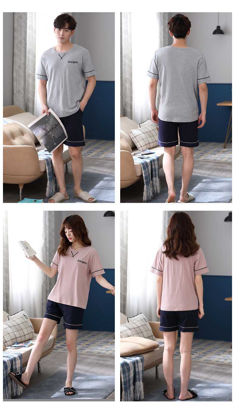 Short sleeve cotton can be worn outside cute couple pajamas casual suit on sale