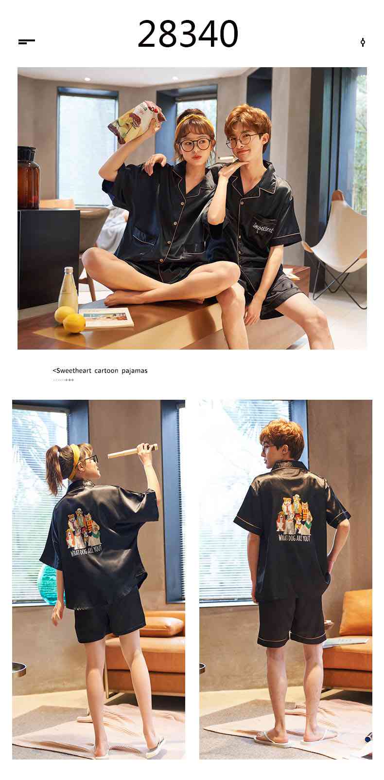Summer Thin Section Ice Silk Cartoon Net Red Wind Couple Pajamas Home Service Suit on sale 10