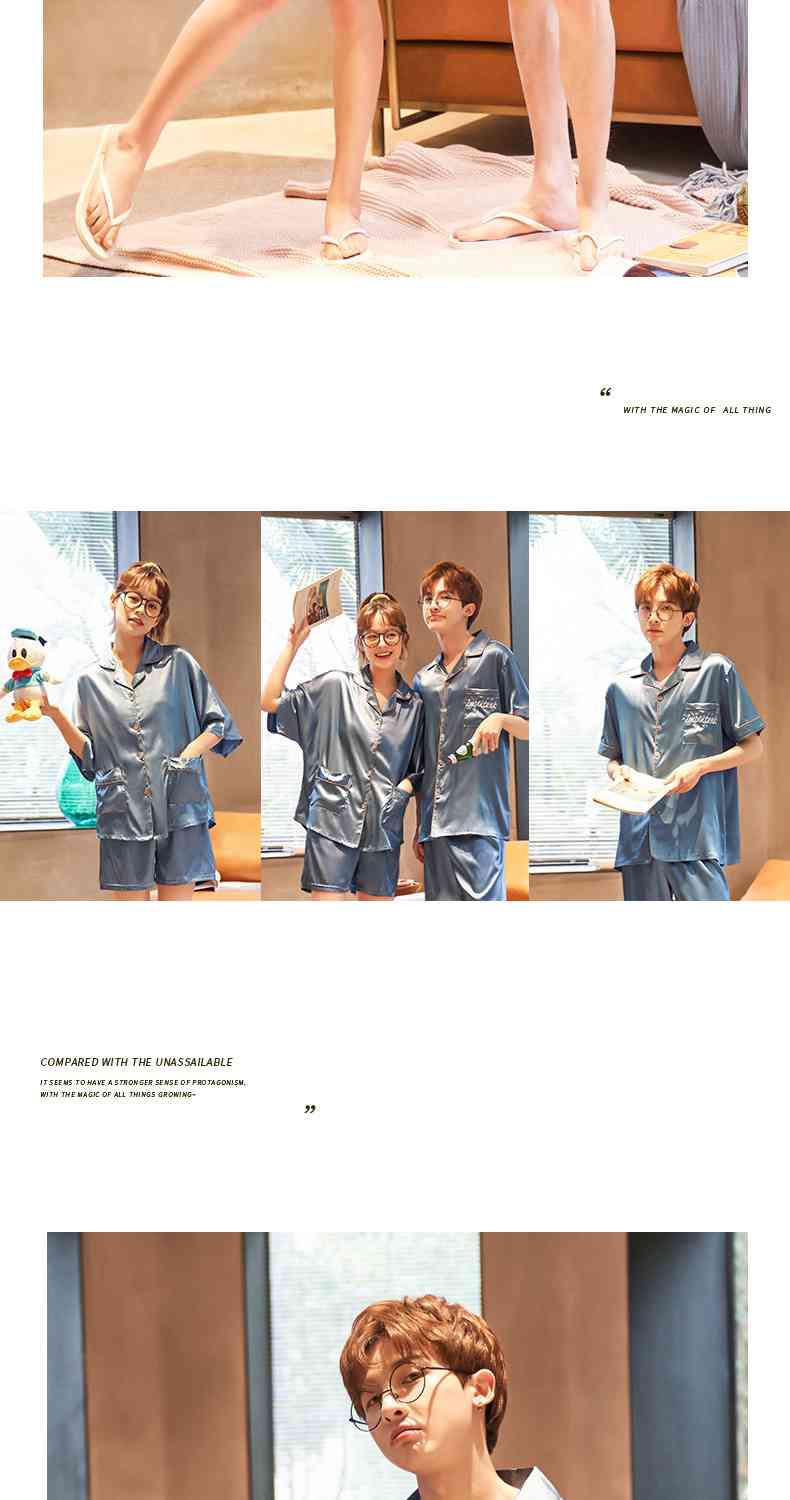 Summer Thin Section Ice Silk Cartoon Net Red Wind Couple Pajamas Home Service Suit on sale 2