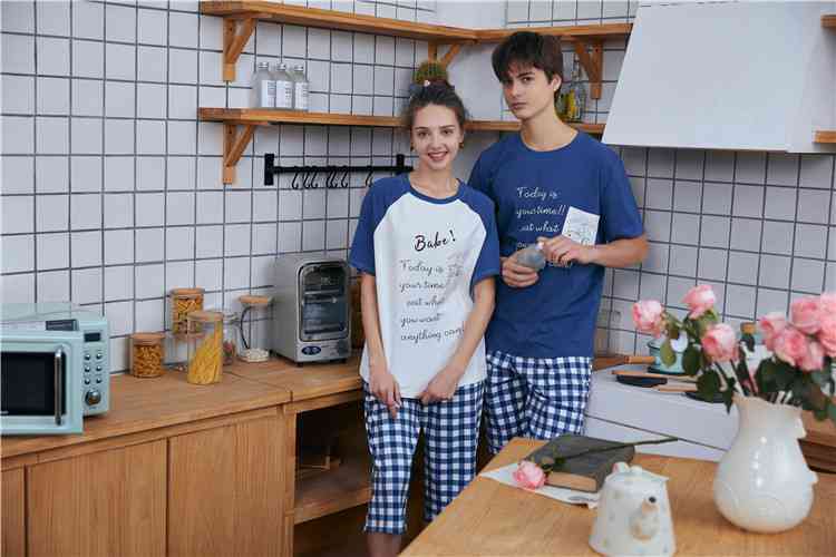 Fashion Simple Letter Cotton suit loose casual Couple pajamas home service suit on sale