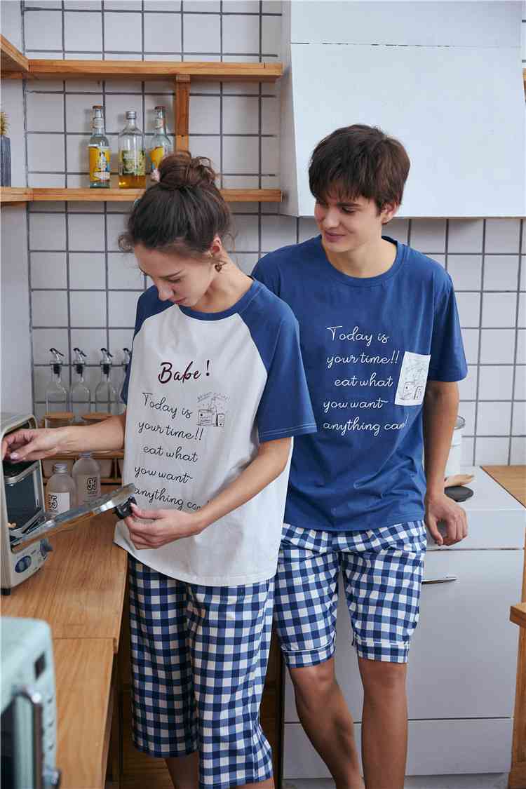 Fashion Simple Letter Cotton suit loose casual Couple pajamas home service suit on sale