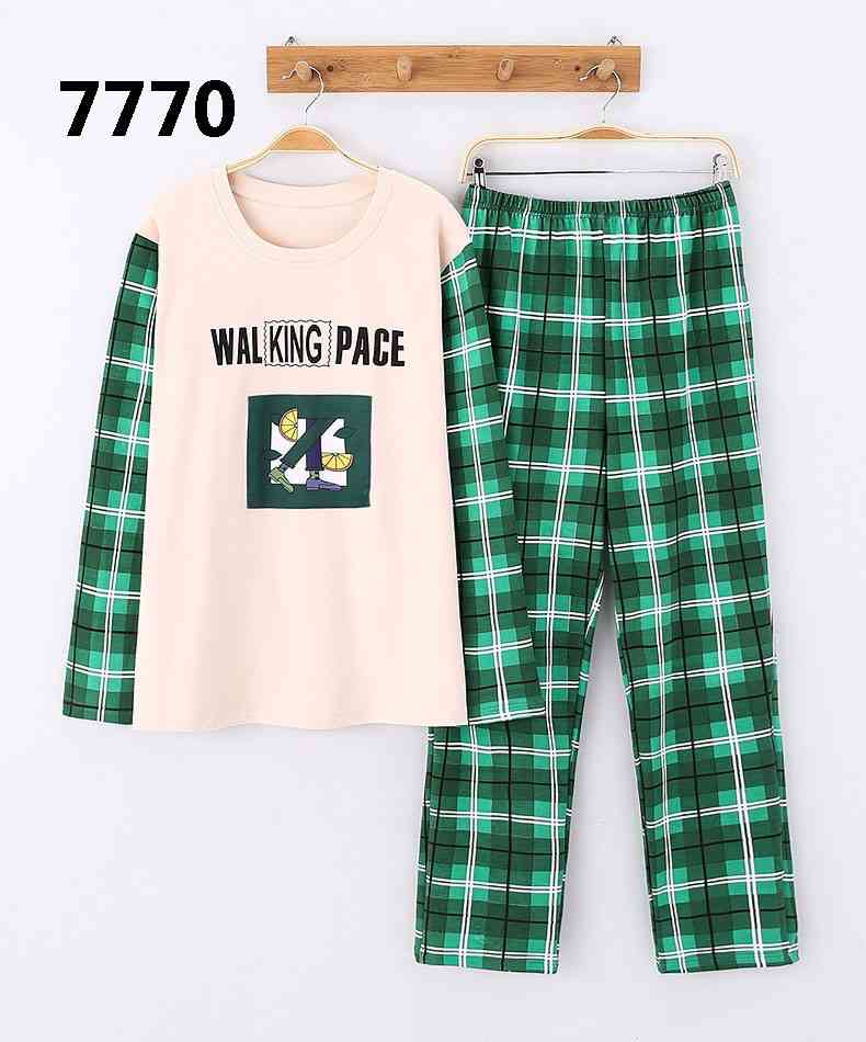Couple pajamas autumn cotton long-sleeved home wear can be worn outside Korean cute two-piece suit on sale 23
