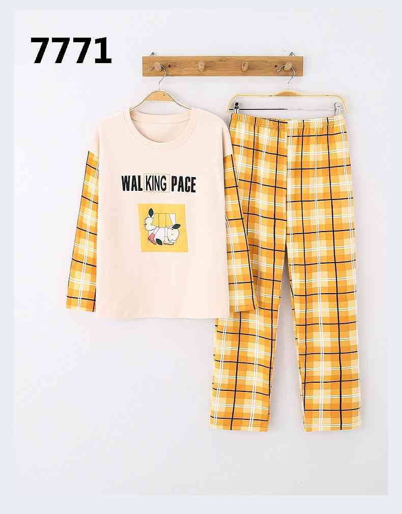 Couple pajamas autumn cotton long-sleeved home wear can be worn outside Korean cute two-piece suit on sale 24