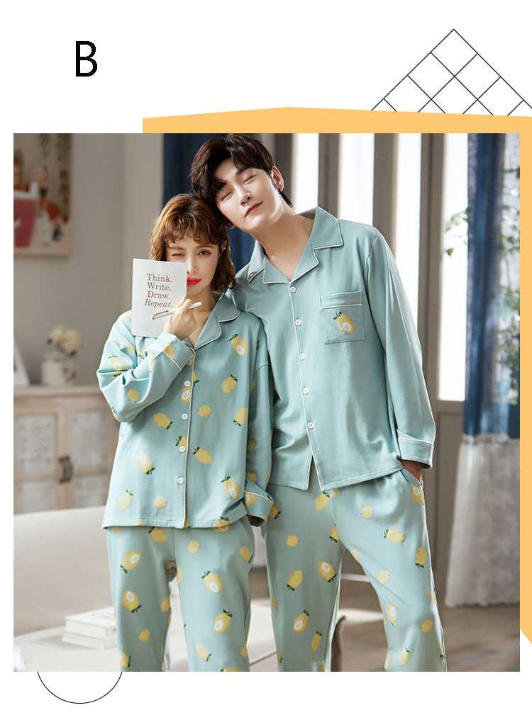 new style Korean cardigan models cotton long-sleeved casual men's and women's Pajamas on sale 14