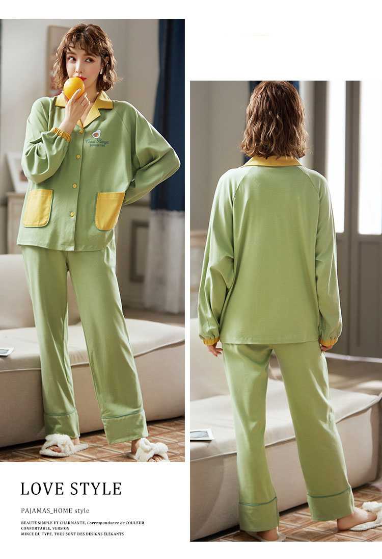 new style Korean cardigan models cotton long-sleeved casual men's and women's Pajamas on sale 4