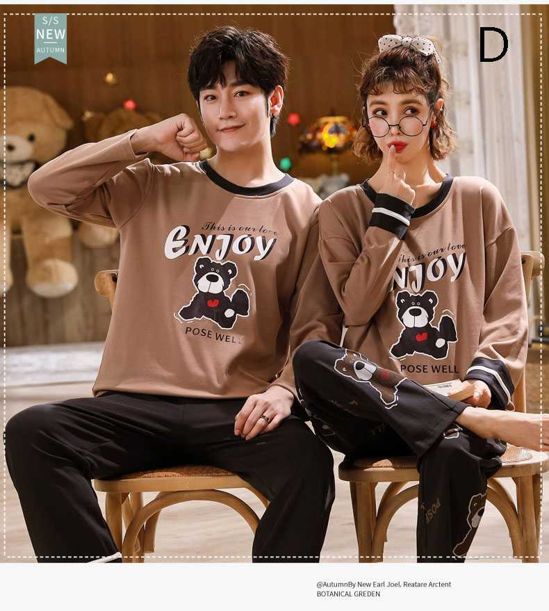 Autumn couples cotton long-sleeved comfortable home wear large size thin suit on sale 10