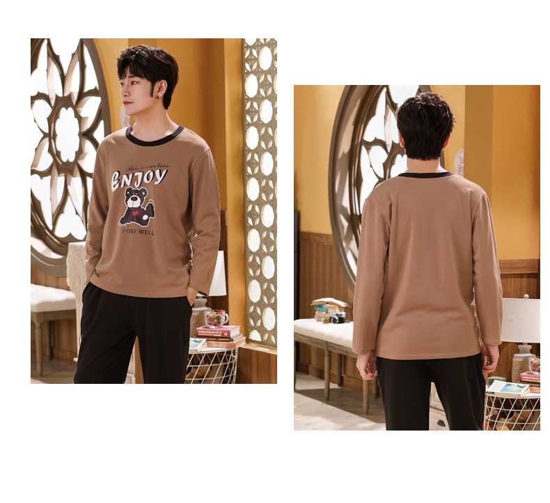 Autumn couples cotton long-sleeved comfortable home wear large size thin suit on sale 11