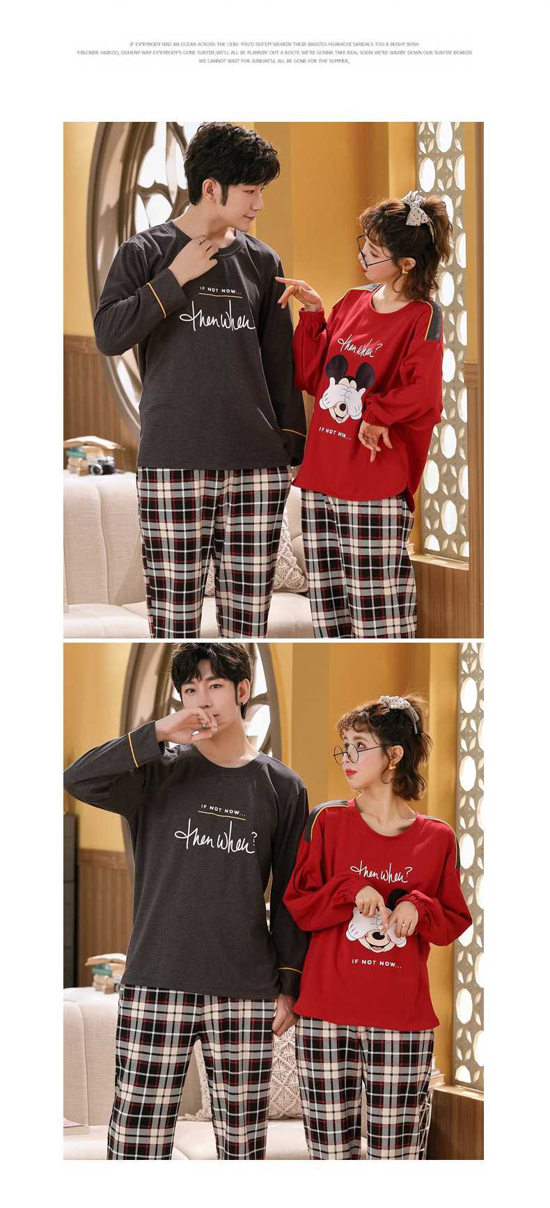 Autumn couples cotton long-sleeved comfortable home wear large size thin suit on sale 22