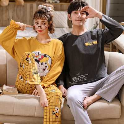 Autumn couples cotton long-sleeved comfortable home wear large size thin suit on sale 25