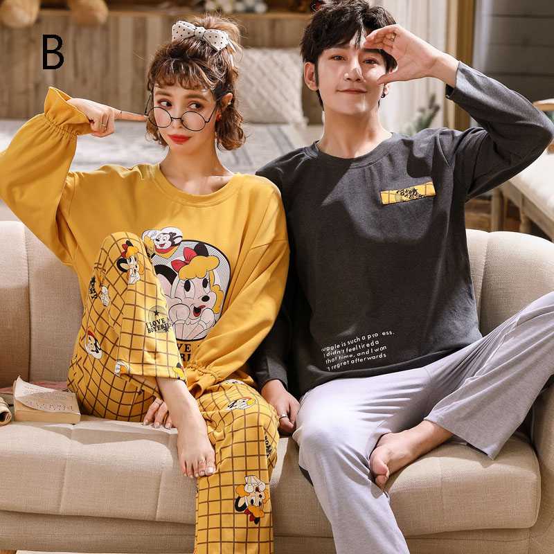 Autumn couples cotton long-sleeved comfortable home wear large size thin suit on sale 26