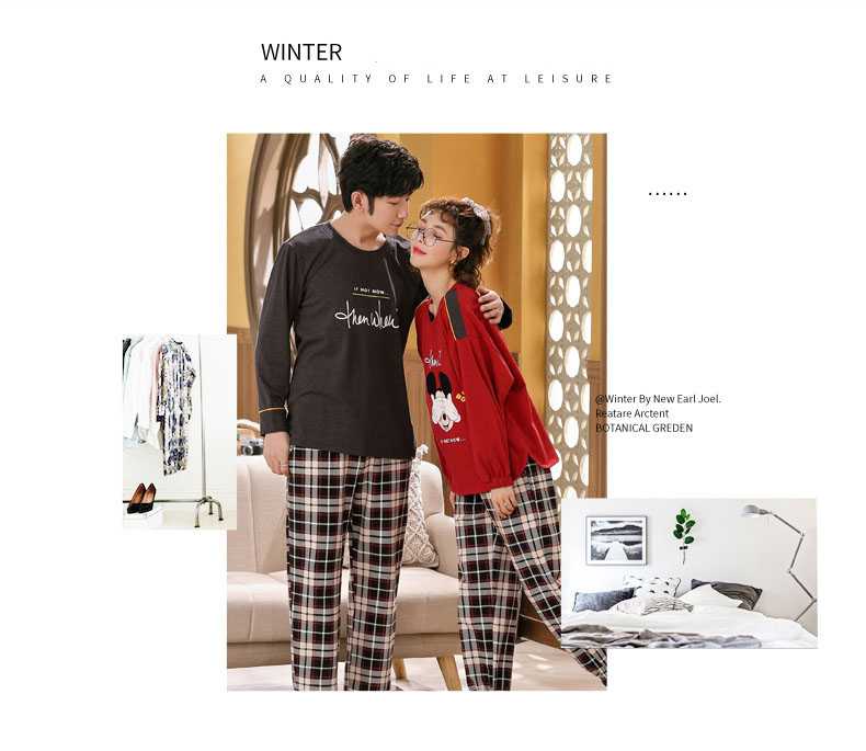 Autumn couples cotton long-sleeved comfortable home wear large size thin suit on sale 28