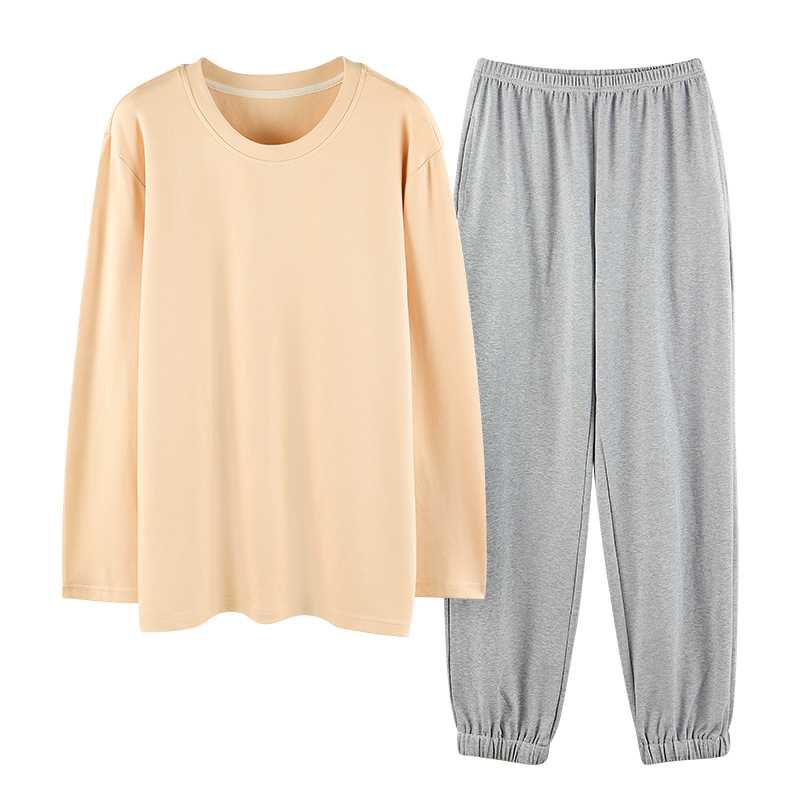 Winter trend new couple gray long-sleeved trousers home pajamas on sale 2