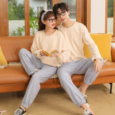 Winter trend new couple gray long-sleeved trousers home pajamas on sale 3