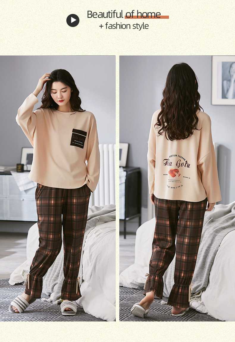 Giraffe print cotton knitted long-sleeved winter casual couple pajamas set on sale 15