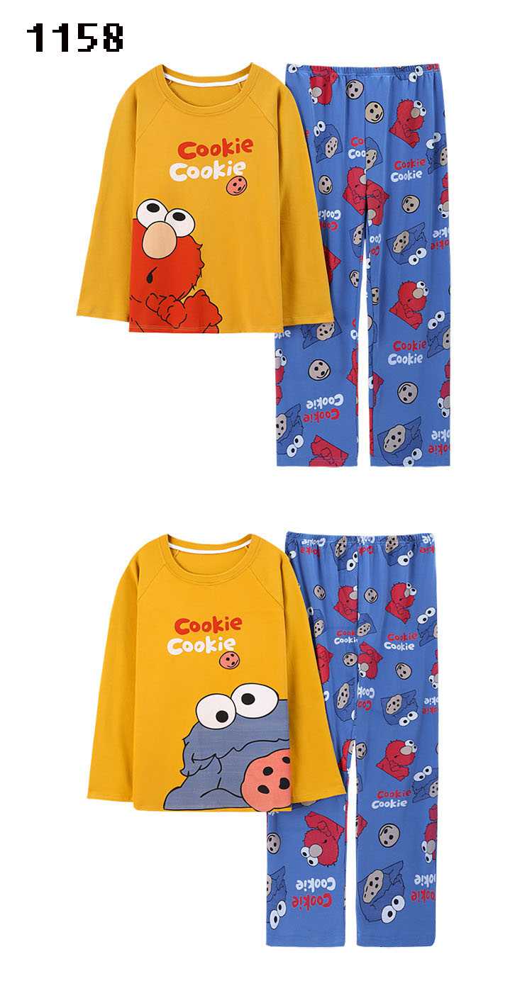 Hooded collarless lively cute cartoon new couple knitted cotton pajamas set on sale 24