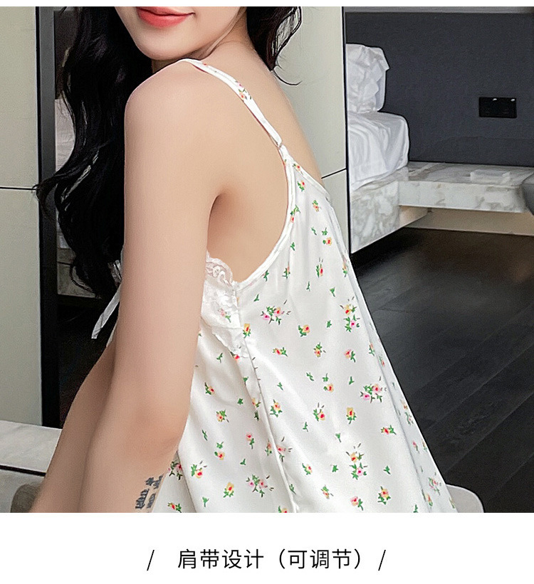 Summer snow silk cute sweet princess style suspenders shorts small floral womens pajamas on sale 8